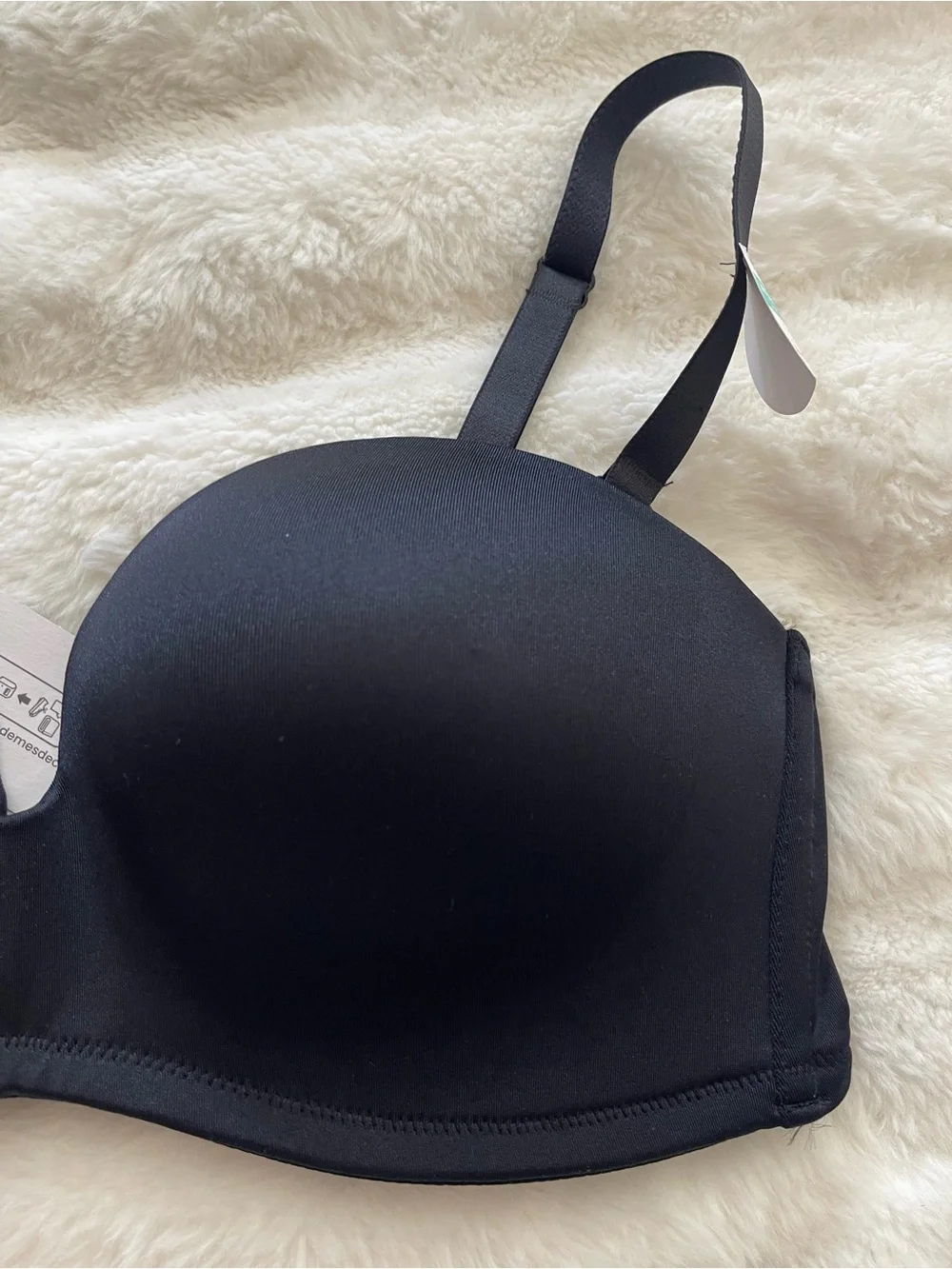 Dorina Patricia recycled micro strapless balcony bra in black Size 34D